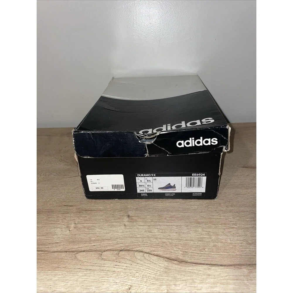 Adidas Duramo 9 K Youth Running Shoes Size 6 Grey Blue Red EE6924 NWB